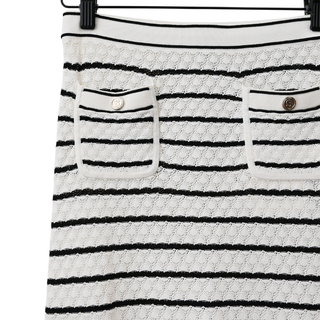 Ivory & Black Moline Striped Knit Midi Skirt