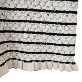 Ivory & Black Moline Striped Knit Midi Skirt
