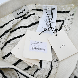 Ivory & Black Moline Striped Knit Midi Skirt