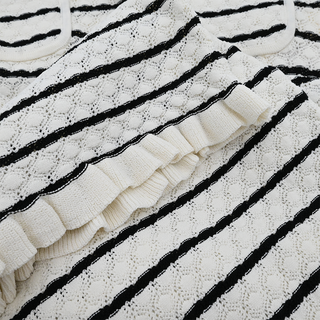 Ivory & Black Moline Striped Knit Midi Skirt