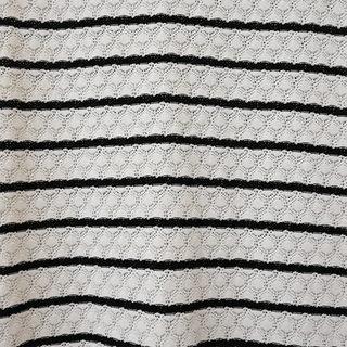 Ivory & Black Moline Striped Knit Midi Skirt