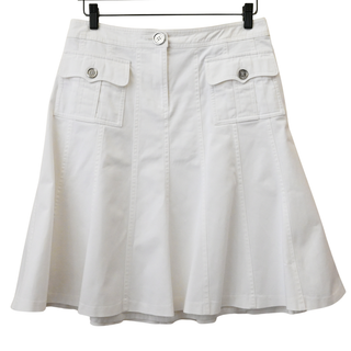 BURBERRY | White Cotton A-Line Skirt