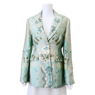 Sage Green Floral Jacquard Blazer