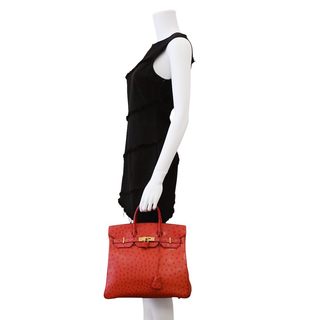 HERMES | Red Ostrich Leather HAC Birkin 32 Bag