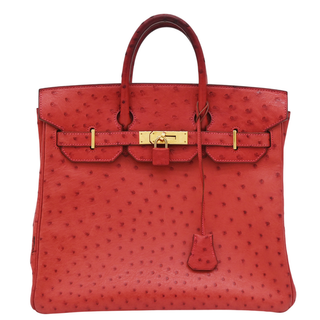 HERMES | Red Ostrich Leather HAC Birkin 32 Bag