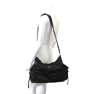 Black Explore Large Re-Nylon Shoulder Bag