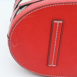 Red Ella Cutout Logo Leather Tote Bag