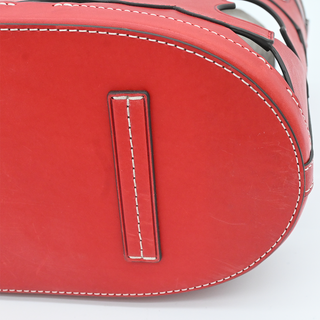 Red Ella Cutout Logo Leather Tote Bag
