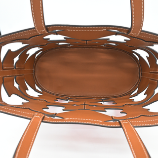 Red Ella Cutout Logo Leather Tote Bag
