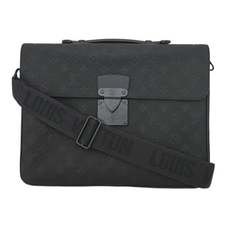 LOUIS VUITTON | Black Monogram Taurillon Leather S-Lock Briefcase