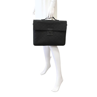 LOUIS VUITTON | Black Monogram Taurillon Leather S-Lock Briefcase