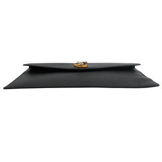 Black Uptown Grain de Poudre Leather Logo Pouch Clutch