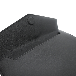 Black Uptown Grain de Poudre Leather Logo Pouch Clutch