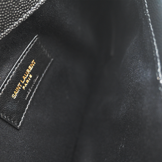 Black Uptown Grain de Poudre Leather Logo Pouch Clutch
