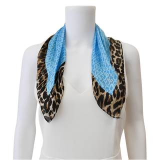 DOLCE & GABBANA | Leopard Trim Logo Sheer Mini Scarf