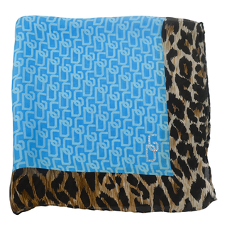 Leopard Trim Logo Sheer Mini Scarf
