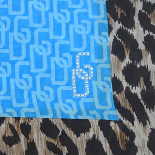 Leopard Trim Logo Sheer Mini Scarf