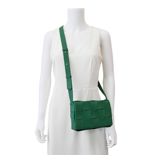 Green Leather Maxi Intrecciato Cassette Crossbody Bag