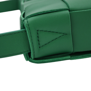 Green Leather Maxi Intrecciato Cassette Crossbody Bag