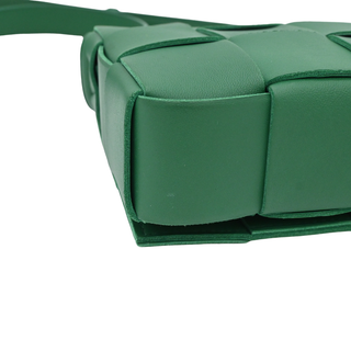 Green Leather Maxi Intrecciato Cassette Crossbody Bag