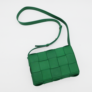 Green Leather Maxi Intrecciato Cassette Crossbody Bag