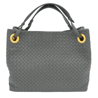 Gray Intrecciato Leather Garda Tote Bag
