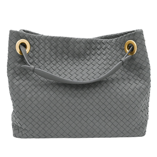 Gray Intrecciato Leather Garda Tote Bag