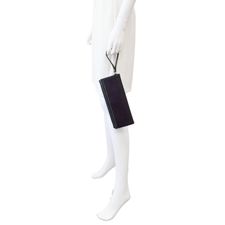 Plum & Navy Colorblock Rush Leather Wristlet Clutch