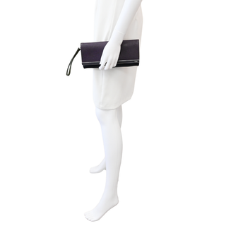 Plum & Navy Colorblock Rush Leather Wristlet Clutch