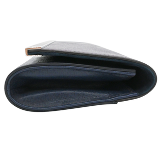 Plum & Navy Colorblock Rush Leather Wristlet Clutch