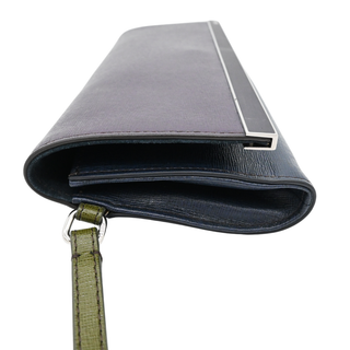 Plum & Navy Colorblock Rush Leather Wristlet Clutch