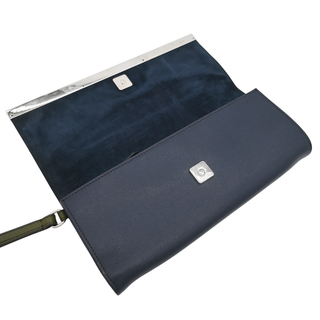 Plum & Navy Colorblock Rush Leather Wristlet Clutch