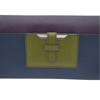 Plum & Navy Colorblock Rush Leather Wristlet Clutch