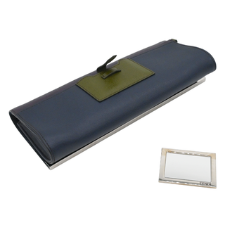 Plum & Navy Colorblock Rush Leather Wristlet Clutch