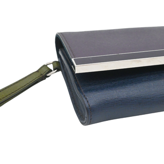 Plum & Navy Colorblock Rush Leather Wristlet Clutch