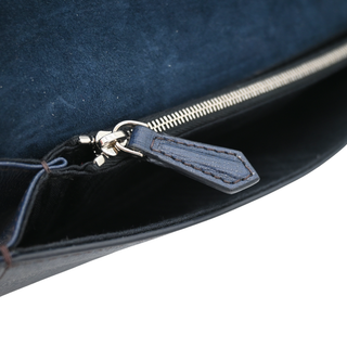 Plum & Navy Colorblock Rush Leather Wristlet Clutch