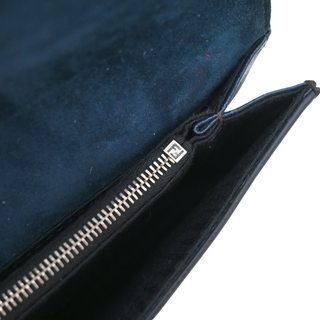 Plum & Navy Colorblock Rush Leather Wristlet Clutch
