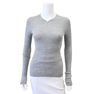 KHAITE | Tania Mercury Grey Ribbed Top