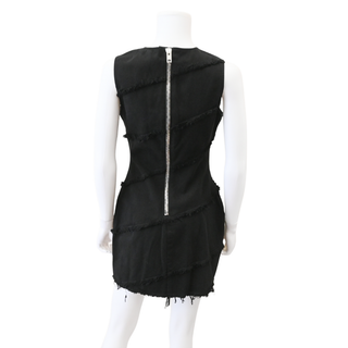 ALEXANDER WANG | Black Diagonal Frayed Denim Dress