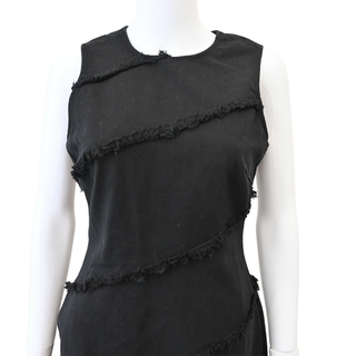 ALEXANDER WANG | Black Diagonal Frayed Denim Dress