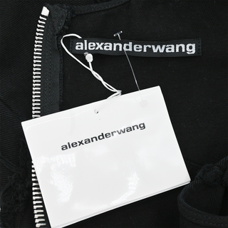 ALEXANDER WANG | Black Diagonal Frayed Denim Dress