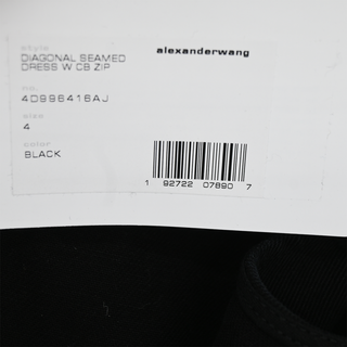 ALEXANDER WANG | Black Diagonal Frayed Denim Dress