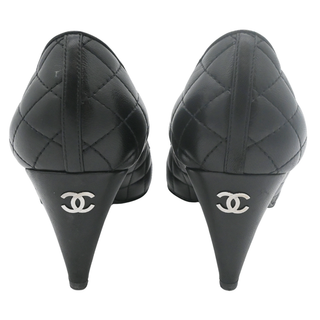CHANEL | Black Quilted Leather Cap Toe Pumps