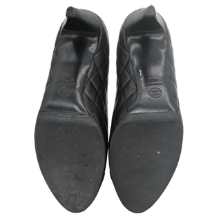 Black Quilted Leather Cap Toe Pumps