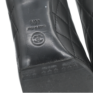 CHANEL | Black Quilted Leather Cap Toe Pumps