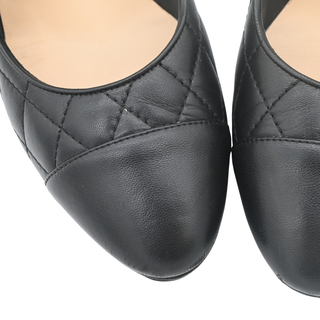 CHANEL | Black Quilted Leather Cap Toe Pumps
