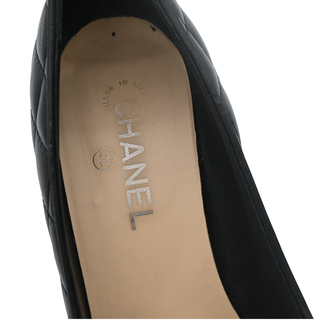 CHANEL | Black Quilted Leather Cap Toe Pumps