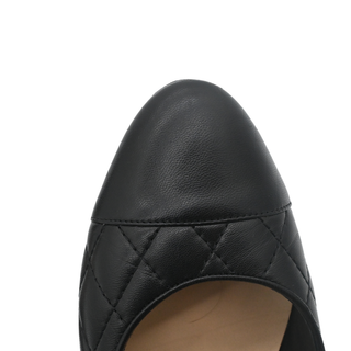 Black Quilted Leather Cap Toe Pumps