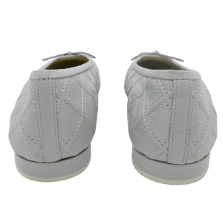 CHANEL | Light Gray CC Quilted Cap Toe Ballet Flats