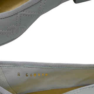 CHANEL | Light Gray CC Quilted Cap Toe Ballet Flats